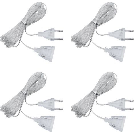 4 Pcs Rallonge Electrique 5M Rallonge Électrique TransparenteCâble d'alimentation 220V de Prise Euro pour lumière LED et Utilisation Extérieure (1/5)