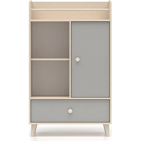 Biblioteca 1 puerta 1 cajón Alycia Beige y Gris (1/4)