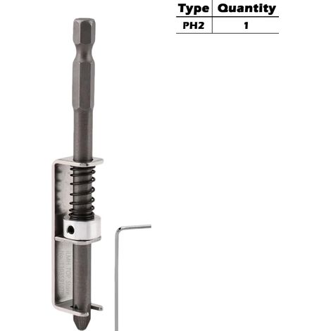 Porte-embout de tournevis à ressort, empêchant les vis de tomber et fixant l'embout, accessoire pour outil électrique, porte-embout adapté aux vis PH2, T20, T25 et 100 mm, 1 porte-embout PH2. (1/5)