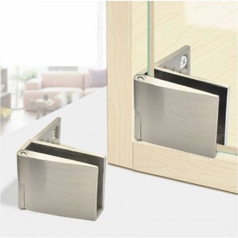1 Pair Frameless Glass Door Hinges for Wine Cellar. Side Mount Glass Door Hinge. Integrated Brushed Nickel (1/4)