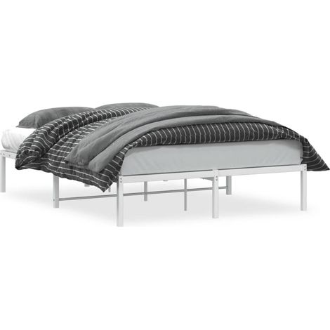 Lit double，Lit adulte，Cadre de lit métal blanc 135x190 cm CFW5480932 (1/5)
