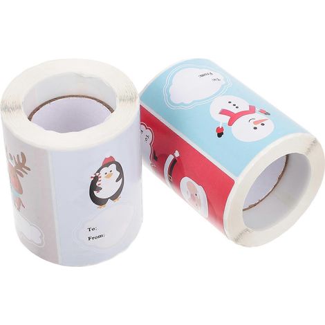 Rollen beschreibbare Weihnachtsaufkleber, selbstklebende DIY-Weihnachtsaufkleber mit Cartoonmotiven-7.5X5cm (1/3)