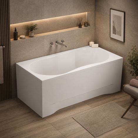 ECOLAM Baignoire rectangle Gracja 170x70 cm + tablier pieds siphon + silicone ensemble complet (1/5)
