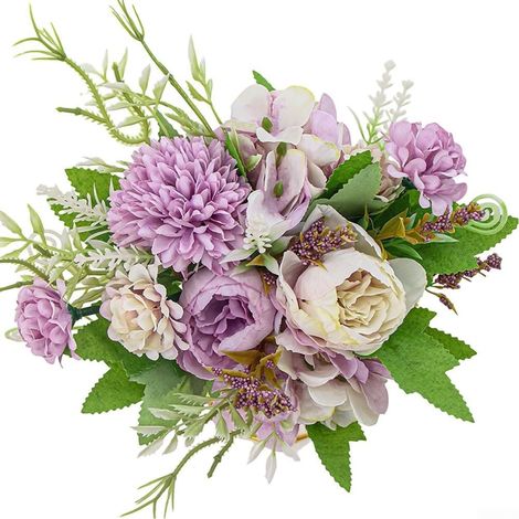 Artificial silk hydrangea flower for wedding decoration, purple, 32 (1/5)