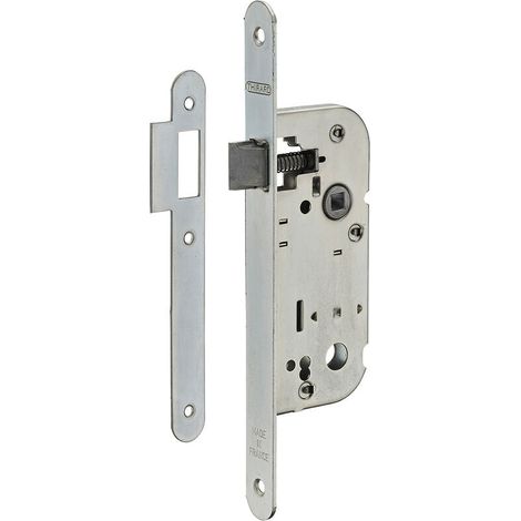 Serrure encastrable bec de cane 40mm – Acier – Demi-tour réversible – Têtière à bouts ronds pour porte intérieure (1/3)
