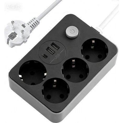 USB Surge Protector Power Strip, 4 Outlets + 3 USB Ports