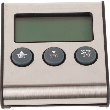 Thermomètre de cuisson numérique avec minuterie, affichage LCD °C/°F et sonde pour barbecue, viandes et aliments grillés. (1/5)