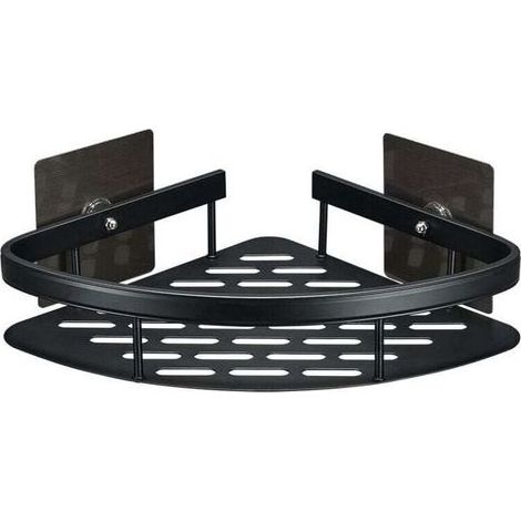22x29x5.5 cm Black Triangular Corner Shower Shelf for Bathroom, Wall Storage Rack, 1 Piece (1/5)
