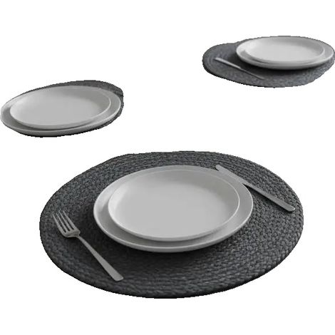 Juego de mesa y sillas, material de yute, diseño moderno, gris. (1/2)