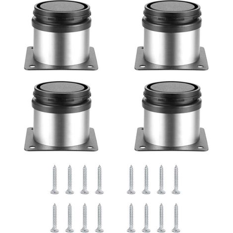 4 Pièces Pieds de Meubles Réglables, Pied de Table Reglable Hauteur Métal, Pieds Meuble Cuisine, Pieds de Meubles Armoires éTagèRes Table Acier Inoxydable, avec Vis (50X50MM, Argent)