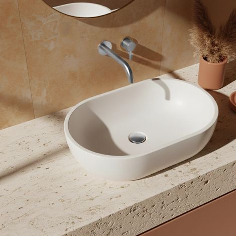 Exagonshop Lavabo 56x32 da appoggio Sondrio solid surface bianco