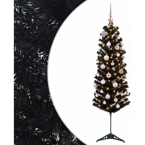 Artificial Slim Christmas Tree with Bauble 150 cm 150 LEDs vidaXL (1/5)