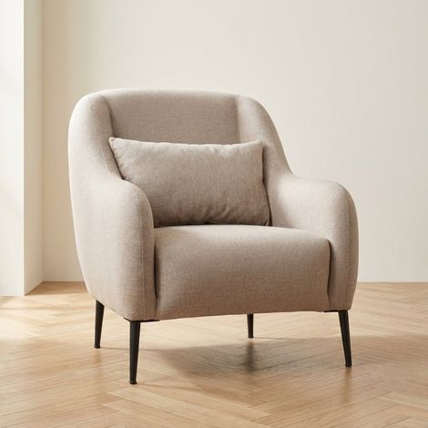 Skandinavischer Sessel Beige gemischter Leinenstoff mit