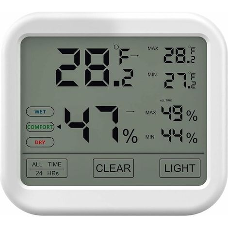 Innenthermometer-Hygrometer mit hoher Genauigkeit, digitaler LCD-Temperatur- und Luftfeuchtigkeitsmonitor, Komfortniveauanzeige, ideal für Babyzimmer, Zuhause, Keller, Kühlschrank, Garage (1/5)