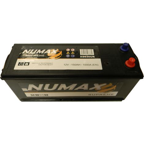 Numax – Batterie de démarrage poids lourds 12V 150Ah – XS630UR – Intensité de démarrage 1000A – Technologie sans entretien (1/2)