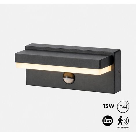 Aplique De Pared Exterior Con Sensor PIR - 13W - Blanco