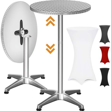 CASARIA® Table Basse Mange debout en Aluminium - Table à Manger et Meuble Cuisine - Hauteur Réglable 70-115 cm, Plateau Pliable 60 cm, 4 Pieds Stables, Résistante aux Intempéries, Housse Incluse Blan (1/5)