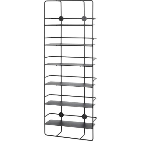 étagère Murale Noir, métal - Dim.: L 37 cm x H 103 cm x P 14 cm, Style: Modern (1/5)
