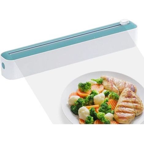Dispensador de film, caja de corte de film plástico, almacenamiento de papel de aluminio y film transparente, dispensador de film plástico con cortador, dispensador de film transparente para cocina (V (1/5)