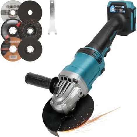 Meuleuse d'angle sans fil pour Makita (sans batterie), 125 mm 10 000 tr/min outil de coupe meuleuse électrique moteur sans balais avec 6 disques de coupe pour bois plastique métal coupe polissage (1/5)