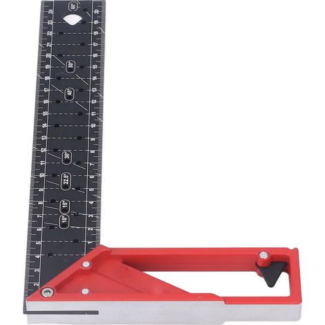 Équerre bois multi-angles professionnelle règle en alliage d'aluminium en L traceur menuisier 25 cm / 9,8 pouces (1/5)