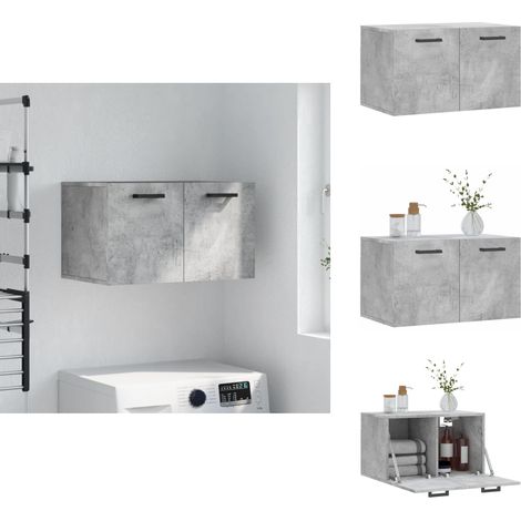 Armoire murale Gris béton 60x36,5x35 cm Bois d'ingénierie - Armoire Murale - Meuble Rangement - Étagère Murale - Placard Mural - Rangement Intérieur (1/5)