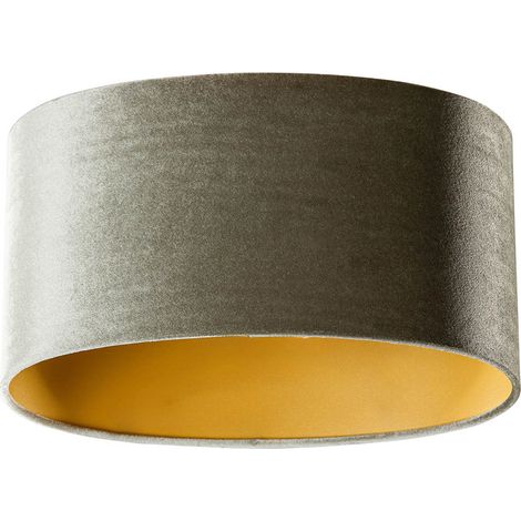 Samtlampenschirm grün mit goldener Innenseite oval 35/23/18