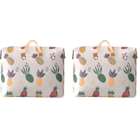 Sacs de rangement pour couettes en duvet - Lot de 2 - Épais et imperméables - Grands sacs de rangement pour déménagement - Sacs de rangement pour vêtements et couettes - 56 x 80 x 27 cm - Couleur anan (1/5)