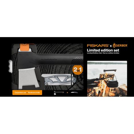 Fiskars Set aus Axt und Klappmesser Schwarz Orange (1/5)