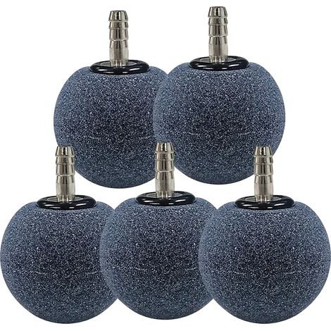 Bomba de aire para acuario, 5 unidades, 50 mm, color negro, silenciosa, con difusor de oxígeno de burbujas nano redondas, accesorios para acuarios, estanques pequeños y mercados de peces. (1/5)