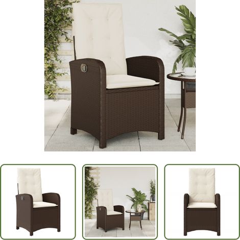 Chaise inclinable - Chaise inclinable de jardin avec coussins marron résine tressée (1/5)