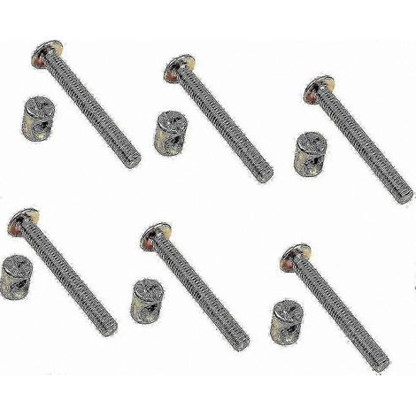 Lot de 12 vis à tête hexagonale M6 zinguées avec écrous cylindriques pour fixations d'assemblage de meubles (1/2)
