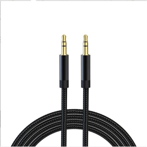 1.2M Noir Câble Jack Audio Câble Auxiliaire 3.5mm mâle vers mâle [Plaqué Or] stéréo en Nylon pour iPhone, Samsung, iPod, iPad, Voiture, Casque, Autoradio, Smartphones, MP3 etc. (1/4)