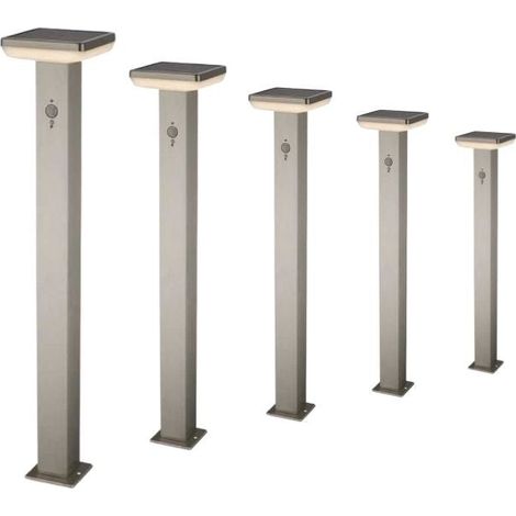Pack de 5 - Borne Solaire LED 4.4W 80cm IP44 Carré avec Détecteur Aluminium - SILUMEN