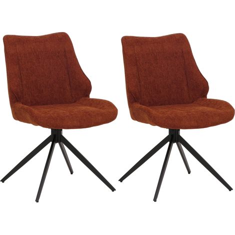 Lot de 2 chaises de salle à manger HWC-O48 chaise de cuisine pivotante Auto-Return tissu/textile chenille (320g/m2) (1/2)