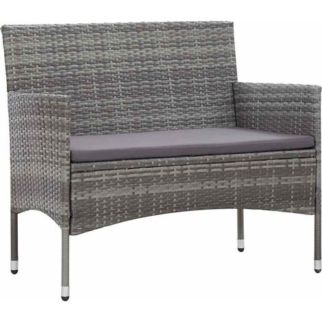 Salon de jardin 4 pcs Contemporain, Ensemble repas de jardin, avec coussins Résine tressée Gris OIB1877E (1/5)