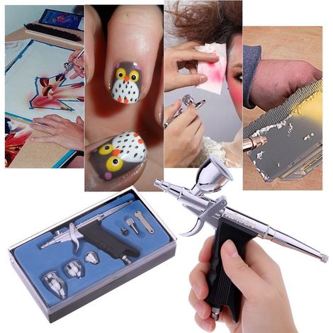 TrAdE Shop Traesio - Aerografo Doppia Azione Tratto Fine 0,3mm Aeropenna Aria Compressa Serbatoi - (1/5)