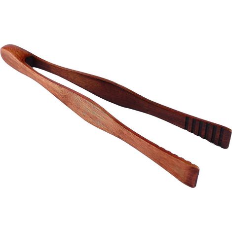 1 pince de barbecue portable en bois de 26,5 cm avec protection pour aliments en extérieur. (1/5)