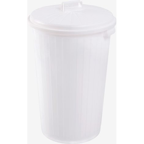 Poubelle ronde 35 L + couvercle - blanc - Gilac