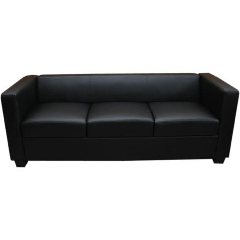 3er Sofa Lille Leder, schwarz
