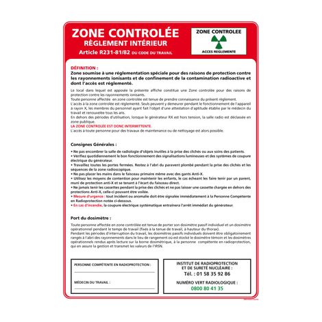 Panneau ZONE CONTRÔLÉE – Adhésif – 210 x 300 mm