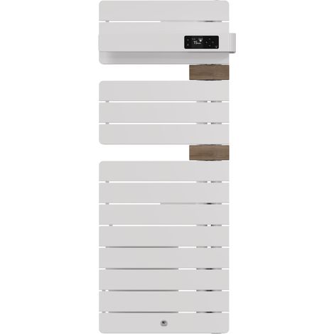 THERMOR - Sèche-serviettes connecté Allure 4 étroit 1500W Blanc brillant/Chêne Mat à droite - 483375 (1/2)