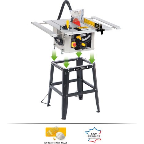 FP – Scie sur table Ø254mm 48 dents – Puissance 4800 tr/min – Table 674x715mm avec 2 extensions – Réglage inclinaison 45°