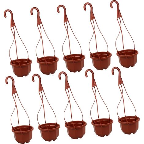 Lot de 10 pots suspendus octogonaux en plastique respirant et peu encombrant, avec crochets, (1/5)