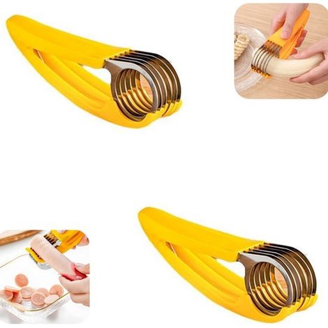 Trancheuse 2 pièces trancheuse à bananes trancheuse à fruits trancheuse à jambon et saucisses (jaune, 17,35 cm) (1/5)