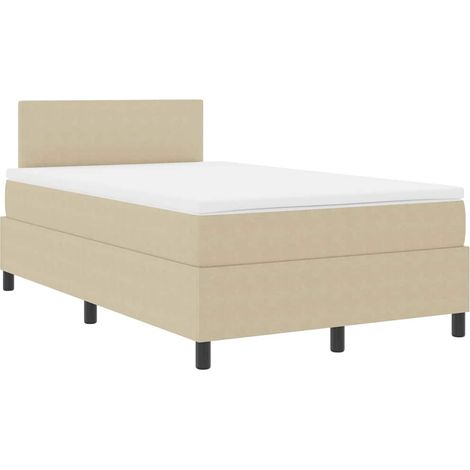 vidaXL Cama con Somier con Colchón Verde Claro Gris Pequeño Doble Tela de Pana (1/5)