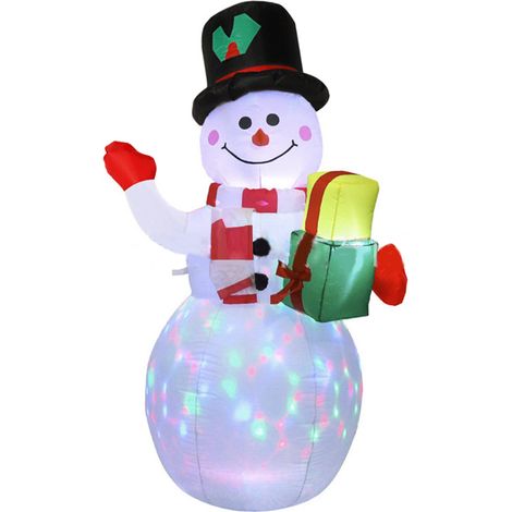 Bonhomme de neige colorée de noël de 8 pieds, décorations gonflable extérieures gonflables de noël avec lumière de Projection LED géantes (1/5)