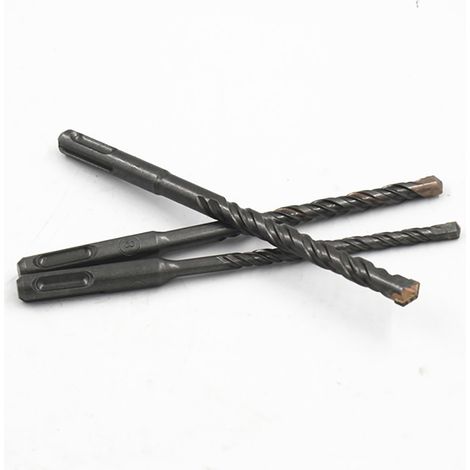 Jeu de 3 forets à percussion électriques de 6/8/10 mm avec 2 trous et 2 rainures pour béton et maçonnerie (1/5)