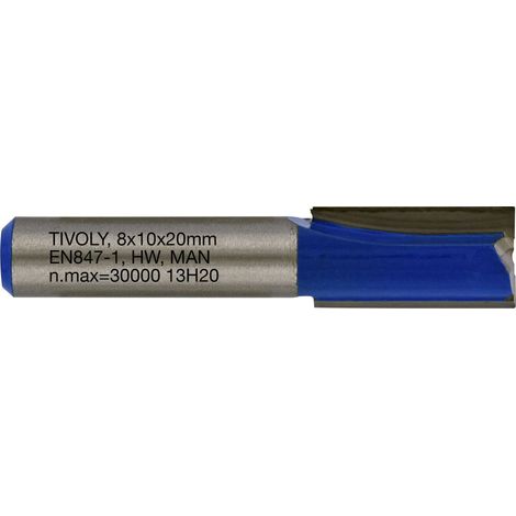 Tivoly • Fresa per scanalatura diritta • Ø10mm • 2 lame in carburo • Gambo Ø8mm • Per la lavorazione del legno (1/3)