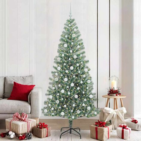Künstlicher Weihnachtsbaum beschneit mit LED Licht 210 cm